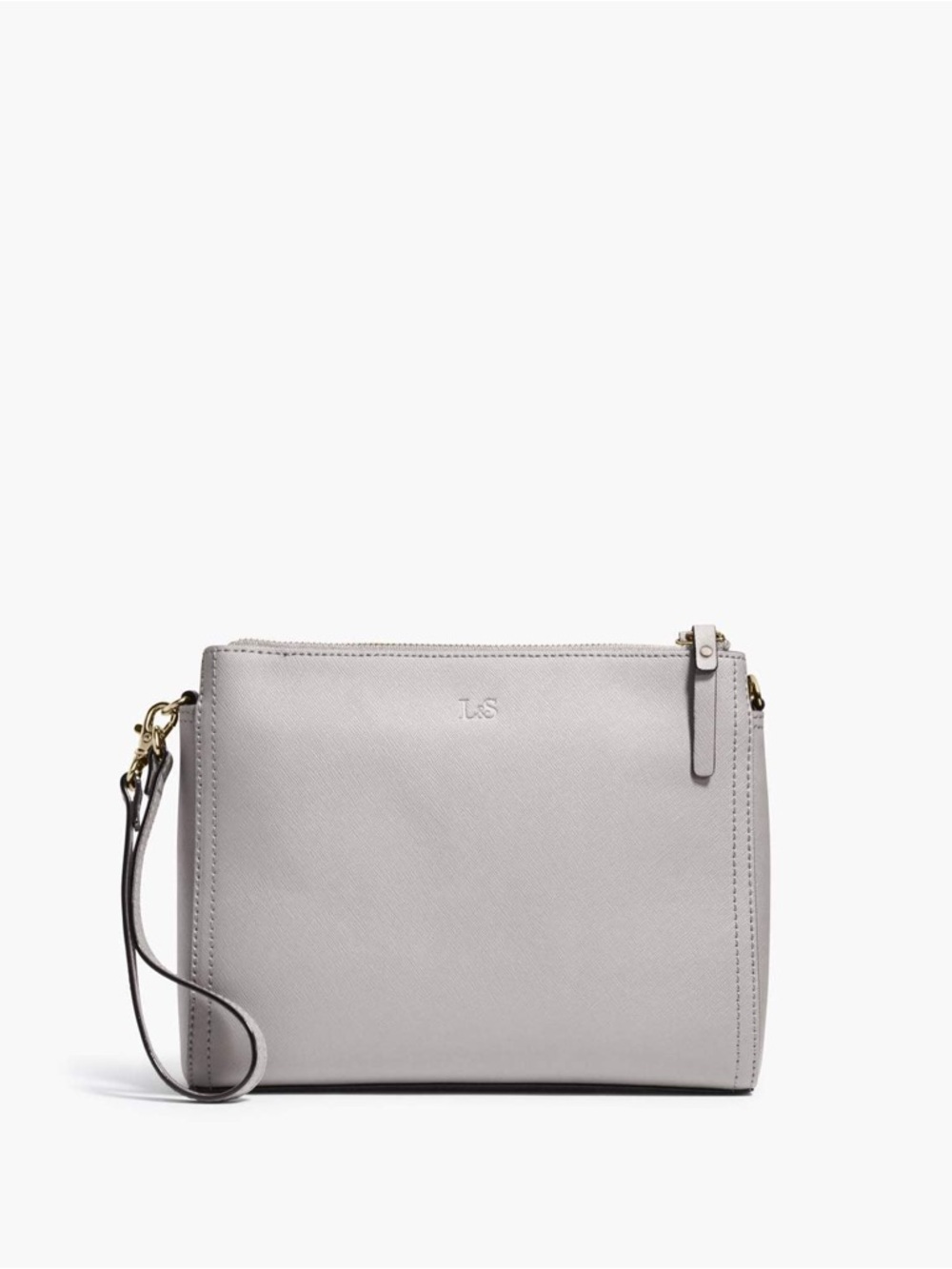 Lo & Sons Pearl Saffiano Leather Silver Gray Crossbody Versatile Bag NWOT